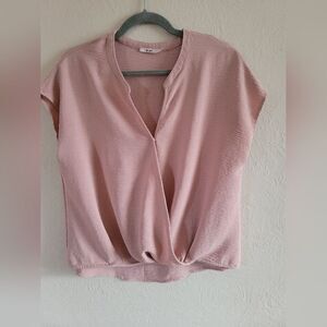 Mi Ami Blush‎ Blouse , Faux Wrap, Size Small